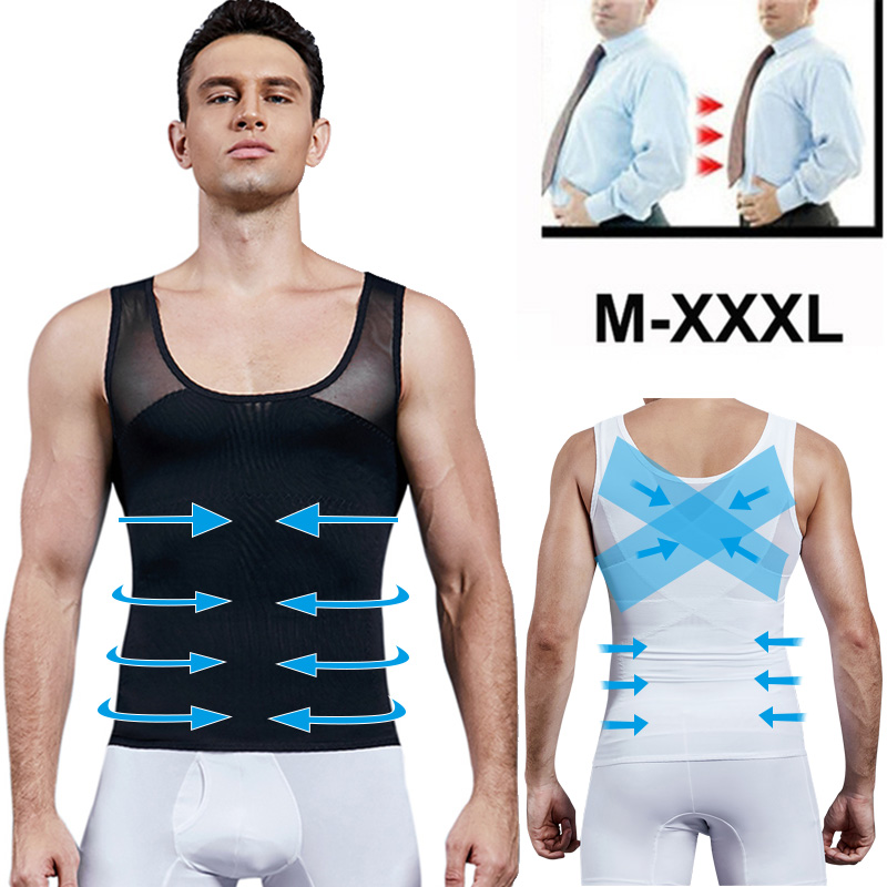 Crossfit Weight Vest - Mężczyźni Shapewear kompresji klatki piersiowej koszula,