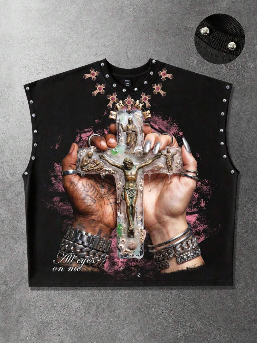 Crossfit Vest - Amerykańskie koszulki retro z dużym krzyżem,